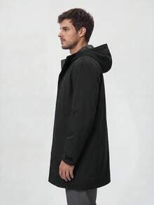 TekDrob WaterProof & WindProof Parka With Hoodie And Adjustable Details - Black - View 4