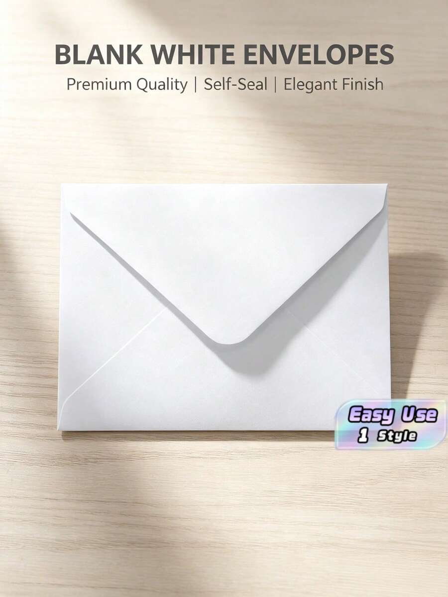 100/50/10pcs White Woodgrain Letter Window Envelopes, DIY Craft Gift Packaging Bags, Wedding Invitation Card Covers, Cash Envelopes, Stationery, Office Envelopes, Wedding Envelopes - White - View 1
