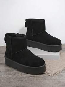 SHUZIA Women Fashion Boots Plain Slip on Fashionable - Hitam - View 4