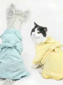 1PC Hooded Adjustable Super Absorbent Quick Dry Pet Bathrobe Towel Multi Size Color Soft Fabric Drying Wrap For Dogs Cats Indoor Bath Travel Daily Pet Grooming Supply Accessory - A - View 5