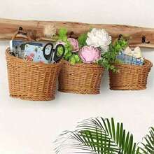 Vintage Style Wall Hanging Kitchen Storage Basket - Multi-Functional Hanging Organizer Basket With Hooks, Suitable For Condiments, Cooking Utensils, Spices - Space-Saving Rustic Style Decorative For Cabinet, Pantry, Small Kitchen - Mocha Brown - View 3