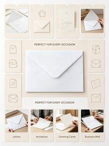 100/50/10pcs White Woodgrain Letter Window Envelopes, DIY Craft Gift Packaging Bags, Wedding Invitation Card Covers, Cash Envelopes, Stationery, Office Envelopes, Wedding Envelopes - White - View 4