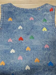 Selamara Modisch Lässig, Denim-Effekt Herz-Muster, geeignet für Partys und tägliche Kleidung Damen Trägertop - Weiss - Übersicht 6