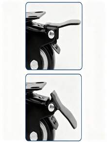 4Pcs Heavy Duty Casters, Silent Swivel & Fixed Wheels With Axle And Brake, Replacement Rollers For Hand Trolleys And Small Trailers - Black - View 4