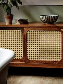 Vintage Honeycomb Rattan PVC Self-Adhesive Wallpaper, Waterproof Wear-Resistant Wall Sticker For Homestay Decoration Live Streaming Background DIY Wall Decor Honeycomb Bamboo Woven Texture, Perfect For Homestay, Live Streaming Room - 1PC - View 9