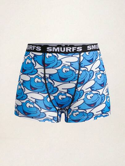 SHEIN X The Smurfs Culottes hipster décontractées pour femme avec imprimé lettres, pour tous les jours