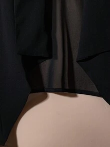 SHEIN Clasi 大码女式休闲雪纺透气开衫秋冬款，黑色，女款 - 黑色 - 查看 3