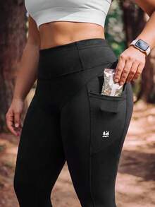In My Nature Women's Plus Size Outdoor Sports Leggings - Black - View 2