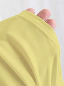 FavEase Solid Color Pleated Padded Fashionable Square Neck Casual Fitted Tank Top - Pale Yellow - View 5