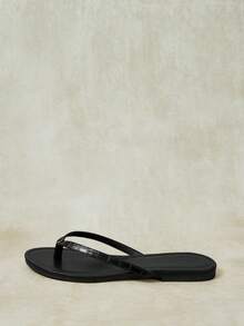 Styleloop Chanclas clásicas negras versátiles para uso diario y desplazamientos, sandalias de verano simples, casuales y frescas para mujer - Negro - Ver 3