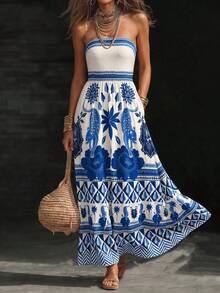Solivie Women's Floral Print Casual Party & Travel Dress - Blue - View 1