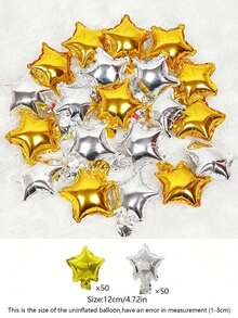 MINKOJA 100 piezas Globos de aluminio con forma de estrella de 5 pulgadas Mini Pentagrama Decoración para fondo de pared de fiesta de cumpleaños feliz Escenas de boda Celebración de aniversario Decoración de ambiente al aire libre Arreglos de decoración de tienda Globos - Mini Star - Ver 8
