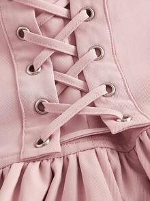 SHEIN MOD Lace Up Side Ruffle Hem Skirt - Baby Pink - View 5