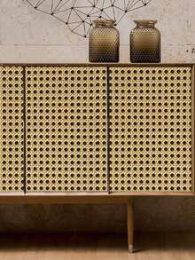 Vintage Honeycomb Rattan PVC Self-Adhesive Wallpaper, Waterproof Wear-Resistant Wall Sticker For Homestay Decoration Live Streaming Background DIY Wall Decor Honeycomb Bamboo Woven Texture, Perfect For Homestay, Live Streaming Room - 1PC - View 2