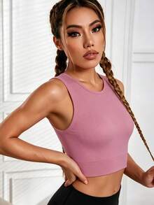 Slayform Slayform Women's Seamless Open Back Sports Tank Top - Pink - View 2