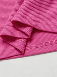 IslaSuriya Women's Sweet Contrast Lace Solid Ribbed Camisole Top, Summer - Hot Pink - View 4