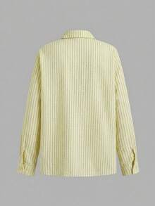 SHEIN LUNE 女款白色與黃色、白色與黑色襯衫、長褲與背心三件套；休閒秋冬/專業夏季早午餐 - 黃色 - 查看 6