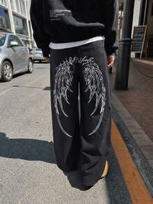 STEELVANCE All-Season American Street Style Unisex Digital Print Denim Jeans - Black - View 1