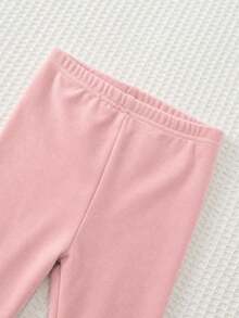 SHEIN 2件組女嬰蓬鬆碎花衛衣與鬆緊腰長褲秋季套裝 - 粉色 - 查看 7