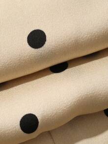 FRIFUL Women's Polka Dot Pattern Wide Leg Loose Casual Pants - Apricot - View 3