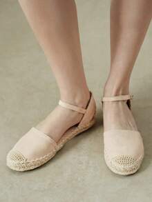 Styleloop Ladies, Straw Twine, Buckles, Lame Heels, Platform Flats. - Apricot - View 6