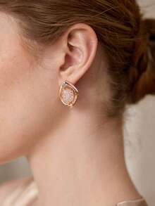 MOTF ROSE GOLD WOVEN MESH DIAMOND GEMSTONE PREMIUM EARRINGS - Rose Gold - View 3