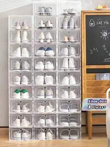 Thickened Transparent Plastic Shoe Boxes, Drawer-Style Shoe Boxes, Front Transparent Display, Suitable For Sports Shoes, High Heels, Leather Shoes, And Casual Shoes, Stackable Space Saving, Dustproof Breathable, Easy Slide Out Access - View 3