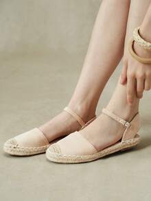 Styleloop Ladies, Straw Twine, Buckles, Lame Heels, Platform Flats. - Apricot - View 8