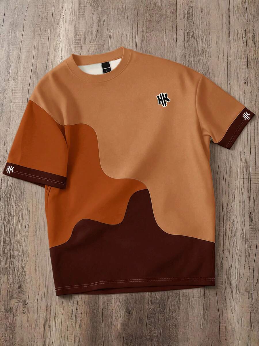 Daypath Men's Round Neck Color Block Letter Print Casual Everyday T-Shirt - Multicolor - View 1