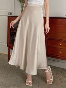 DAZY Women's Satin Skirt, Korean Style For Party Summer Petite - White - View 1