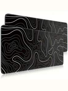 1PC Extra Large Non Slip Rubber Base Water Resistant Smooth Stitched Edge Black Topo Map Contour Gaming Mouse Pad Keyboard Desk Mat Office Computer Laptop Accessory Writing Protector For Work Game Home - View 10