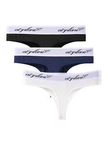 Manfinity Underwear&Sleepwear Basics Men's Letter Print Casual Daily T-Back Briefs - Multicolor - View 2