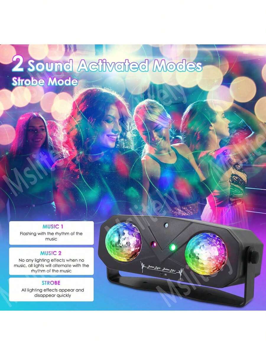 Disco Ball Party Lights With USB Cable (Plug Not Included), Sound Activated Disco Light Featuring Star Projector, Ocean Wave Lamp & Laser Light, Perfect For Parties, DJ Bars, KTV, Rave Clubs, Weddings, Home Decoration, Ceiling Mounting & Holiday Use - Black - View 1