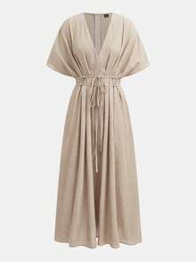 MAIJA Beach Cutout Side Split Flowy Printed Maxi Dress - Brown - View 5