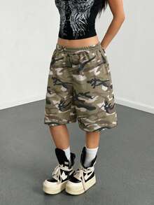 StreetHx Women's Camouflage Punk Print Loose Mid-Length Pants - Multicolor - View 5