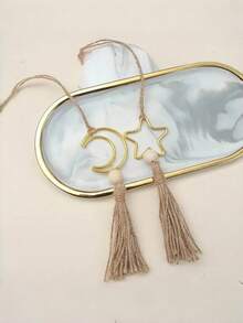 1PC Durable Non Fade Easy To Hang Gold Shiny Moon Star Hanging Ornament For Eid Mubarak Ramadan Kareem Islamic Home Desk Table Wall Window Indoor Festive Party Gift - Multicolor - View 2