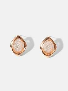 MOTF ROSE GOLD WOVEN MESH DIAMOND GEMSTONE PREMIUM EARRINGS - Rose Gold - View 4