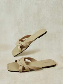 Styleloop Sandalias planas de verano con hebilla para mujer - Albaricoque - Ver 11