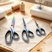 Household Tailor Scissors, Sewing Shears, Multi-Functional Handcraft Scissors, Office Scissors, Stainless Steel Titanium Plated Colorful Scissors, Hardened Sharp Blades, Ergonomic Design - Color-2 - View 3