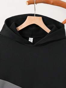 SHEIN 青少年男孩休閒寬鬆拼接撞色拉鍊衛衣，秋冬街頭風外出外套 - 彩色 - 查看 4