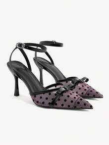 CUCCOO CHICEST 女款波點透膚尖頭細高跟鞋 | 網布甜酷風，約會街拍穿搭 - 粉色N - 查看 1