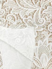 Franclia Bodysuit Ukuran Besar Motif Digital Renda Imitasi Warna Polos - Aprikot - View 4