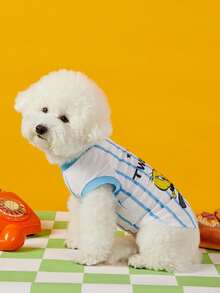 LOONEY TUNES X PETSIN 1 Piece Cute Little Bird Black Letter Pet Vest Blue Or White Red Five Pointed Star Letter Printed Pet Vest Pink Yellow Stripe Breathable Elastic Screw Mouth Soft Anti Hair Pet Clothing - Multicolor - View 14