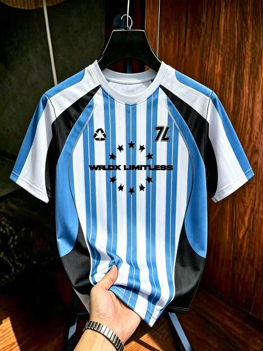 Manfinity Gritte Field Men's Contrast Color Striped Short Sleeve Sports T-Shirt - Multicolor - View 1