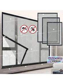 1 buah Jaring Jendela Anti Nyamuk, Pemasangan Mudah Tanpa Pengeboran, Perekat Mandiri, Efektif Menghalangi Nyamuk dan Memungkinkan Ventilasi, Kain Fiberglass Tahan Lama, Cocok untuk Sebagian Besar Jendela, Dapat Dilepas, Dicuci, dan Digunakan Kembali - hitam - View 1