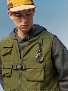 Caldwick Summer Workout Men's Versatile Casual Outdoor Travel Cargo Vest Sports - Army Green - View 5