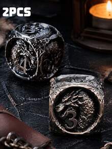 Metal Dragon Head D6 Dice, Elemental Dragon 6-Sided Dice, Tabletop RPG Board Game Accessory, Unique Collectible Game Dice Gift - Multicolor - View 11