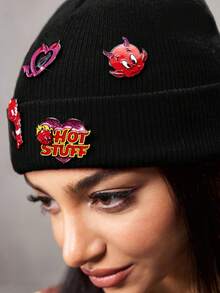 SHEIN HOT STUFF 時尚黑色鋅合金紅色卡通愛心胸針徽章紀念收藏禮物 - 彩色 - 查看 8