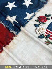 EMERY ROSE Women's Retro American Flag Print Patchwork T-Shirt - Multicolor - View 4