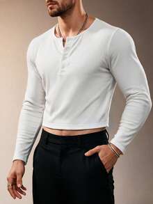ZURIURI 370 Men's Slim Fit Crop Top Wanrun Double Striped Bamboo Linen - RS 12 Off-White Vacation Club Autumn Casual - White - View 5
